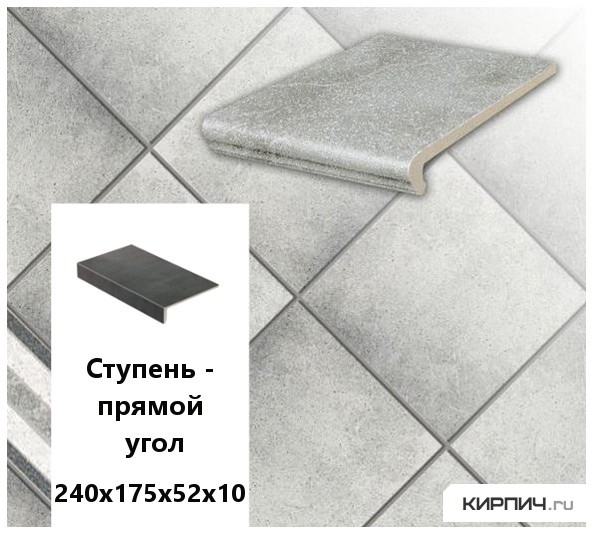 Изображение клинкерная ступень прямоугольная  stroeher keraplatte roccia  837 marmos, 240х175х52х10 
