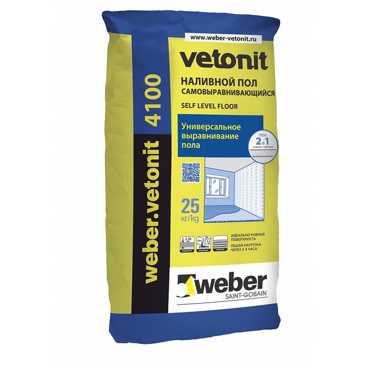 Изображение пол универсальный weber vetonit "fast" 4000 (5-80мм) 20 кг. (54шт/под) россия