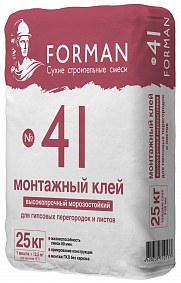 Изображение клей forman 41 высокопрочный для пгп, 25 кг