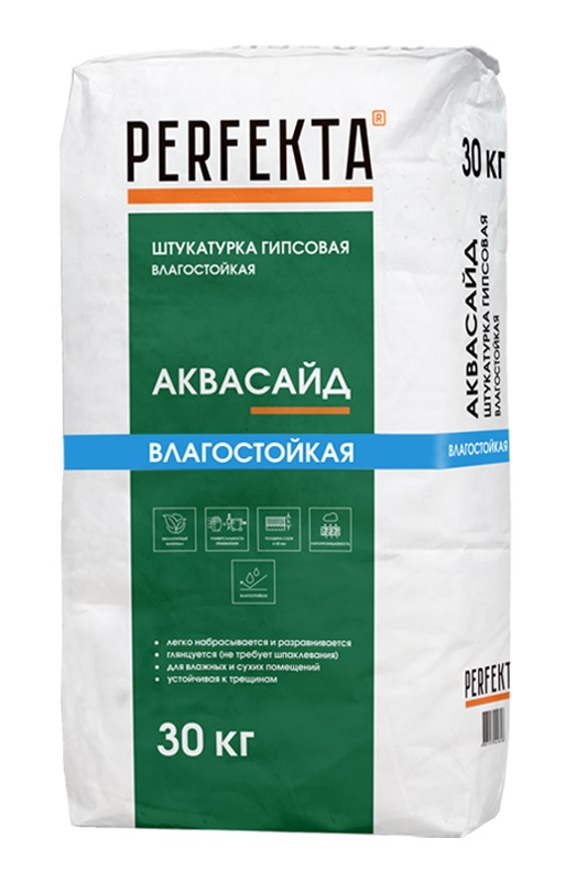 Изображение влагостойкая гипсовая штукатурка аквасайд 30 кг