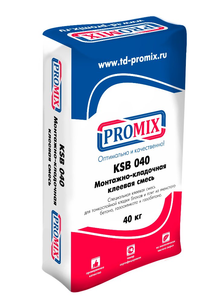 Изображение ksb 040 (4053) клеевая смесь для керамической плитки promix 40 кг