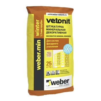 Изображение штукатурка миниральная weber min шуба 1,5 мм по зима 25 кг