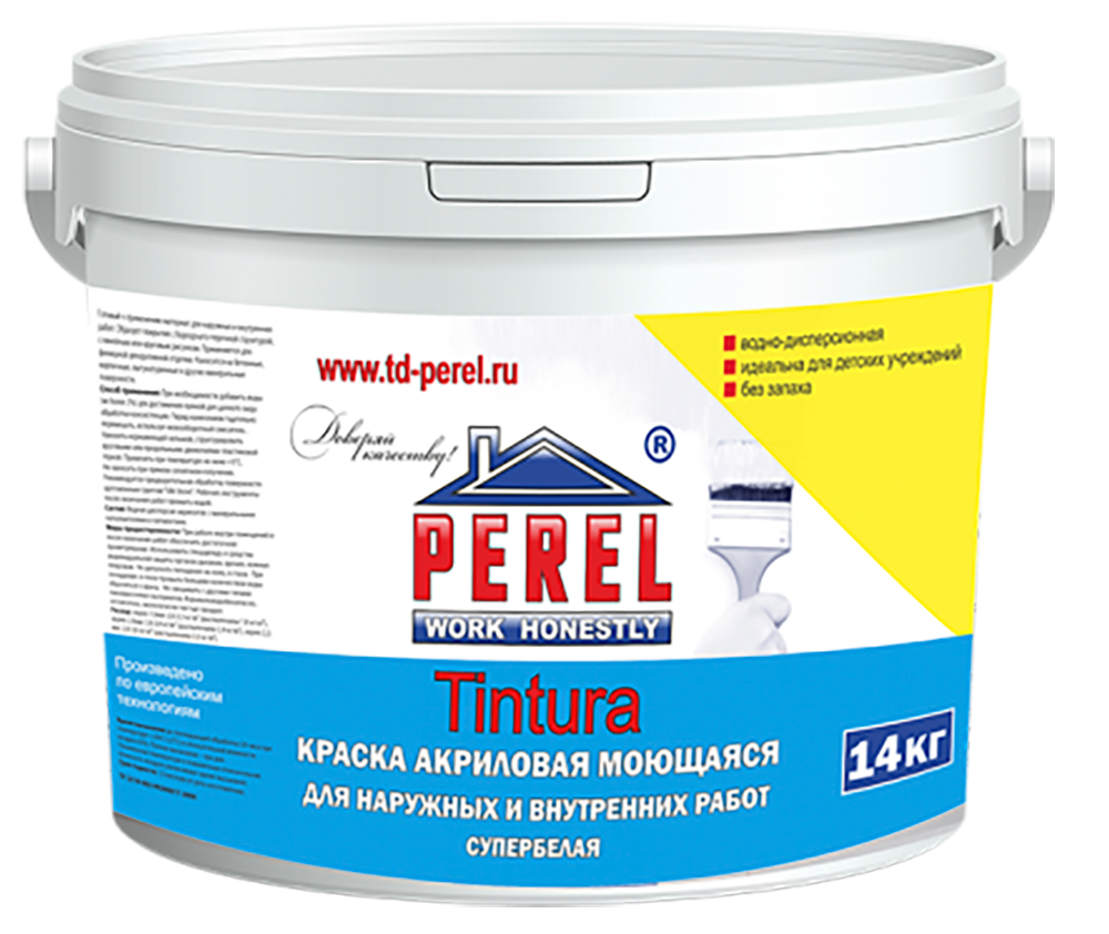 Краска высококачественная фасадная акриловая Perel Tintura, 14кг – 1