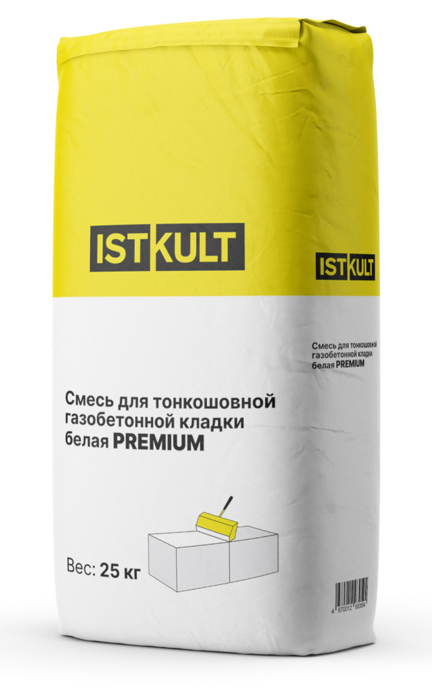 Изображение клей для блоков istkult белый premium, 25 кг