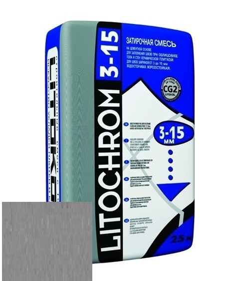Изображение затирка цементная litokol litochrom 3-15 c.10 серая 25 кг