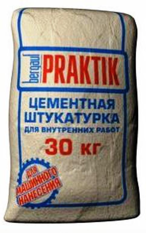 Изображение штукатурка цементная для внутренних работ bergauf praktik 30 кг