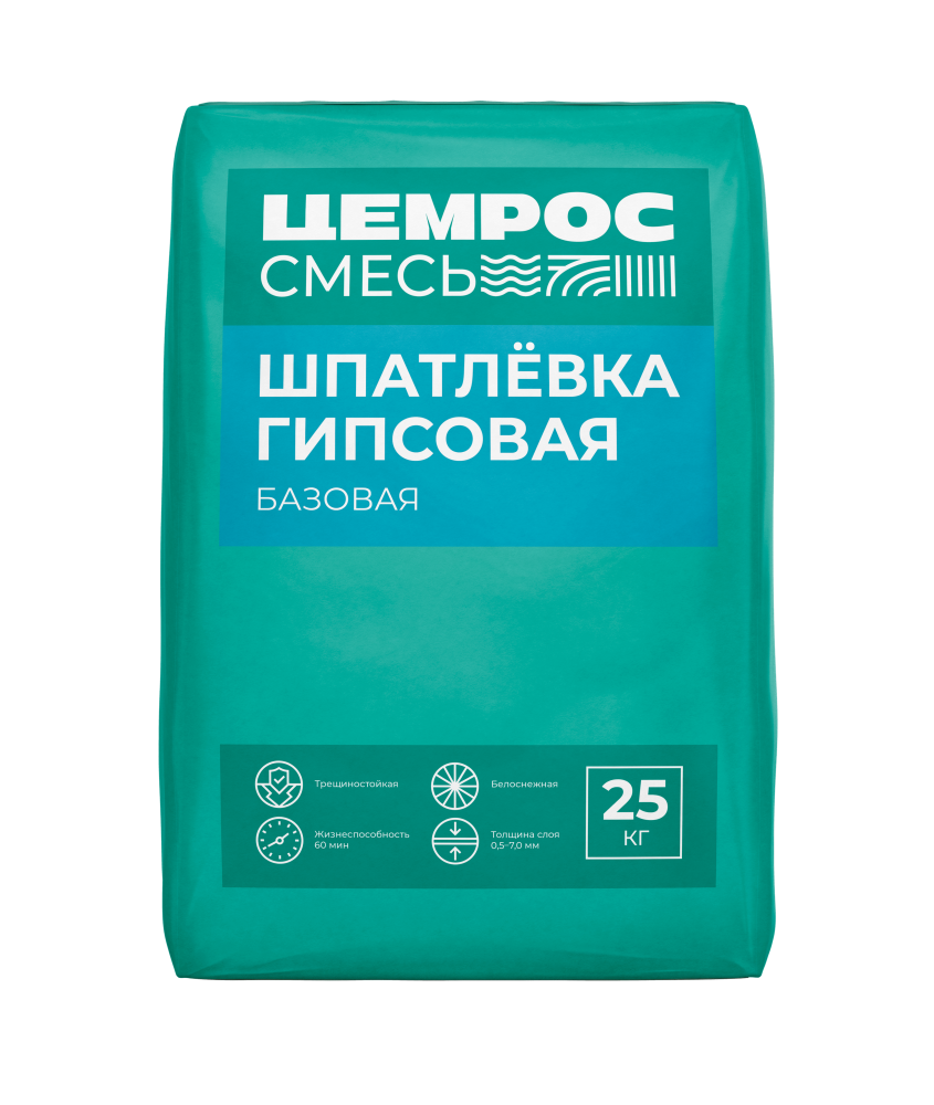 Шпатлевка гипсовая базовая белая ЦЕМРОС 25 кг – 1