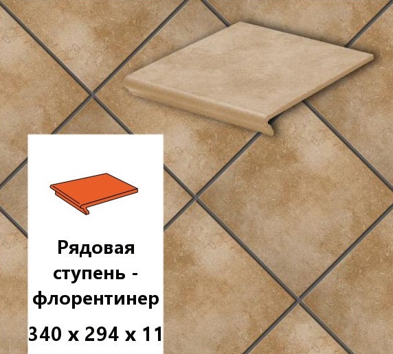 Изображение клинкерная ступень-флорентинер euramic cavar e 542 passione, 340х294х11 
