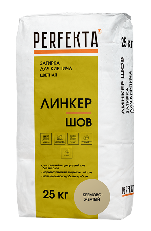 Изображение линкер шов цветной кладочный раствор perfekta кремово-желтый 25 кг 