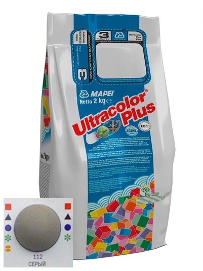 Изображение затирка цементная mapei ultracolor plus №112 серая 2 кг