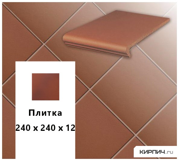 Изображение клинкерная напольная плитка  stroeher keraplatte terra 215 patrizierrot, 240х240х12 