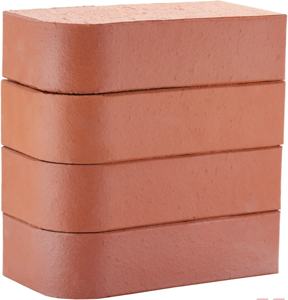 Кирпич облицовочный красный одинарный гладкий полнотелый угловой R-60 М-400 ЛСР – 1