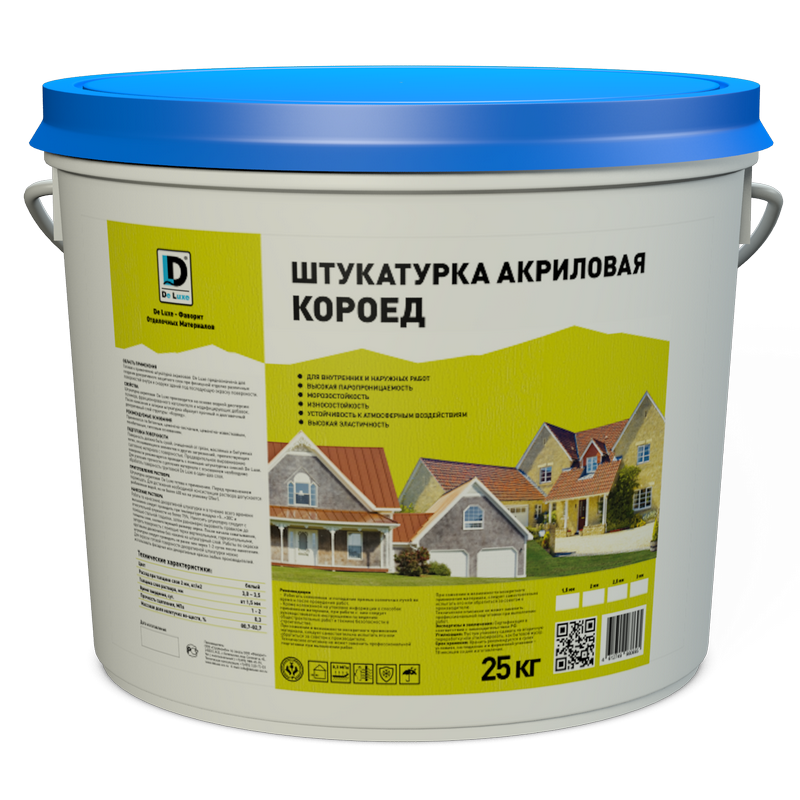 Изображение штукатурка декоративная акриловая "короед" de luxe, 25 кг
