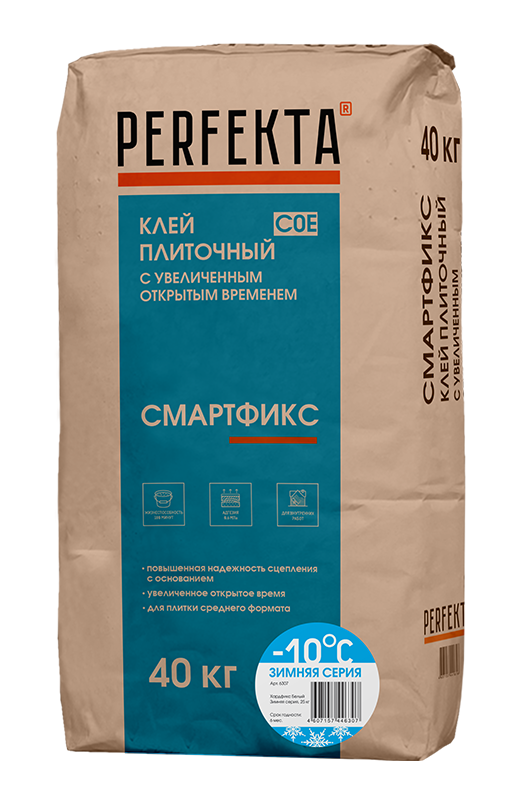 Изображение клей для керамической плитки и керамогранита смартфикс зима perfekta 40 кг 