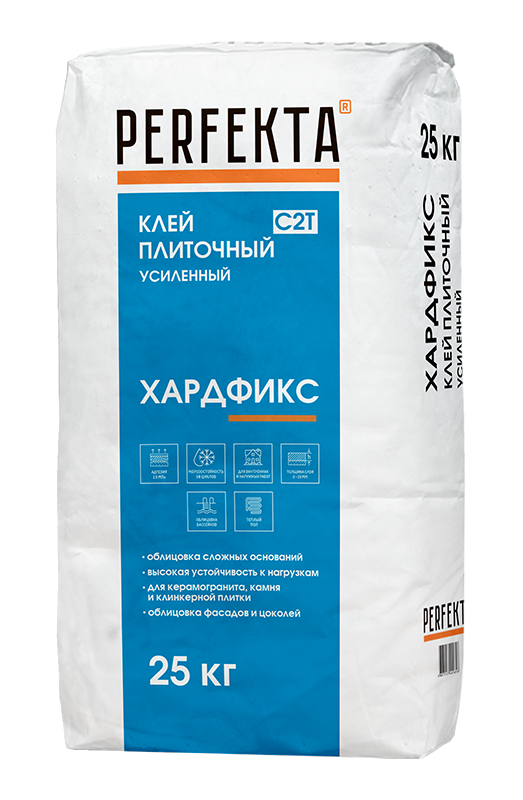 Изображение клей для керамогранита клинкерной плитки натурального камня и гранита хардфикс perfekta 25 кг 