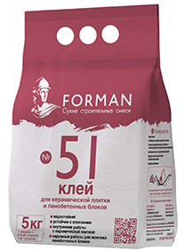 Изображение клей для плитки и блоков forman 51 сгк, 5 кг