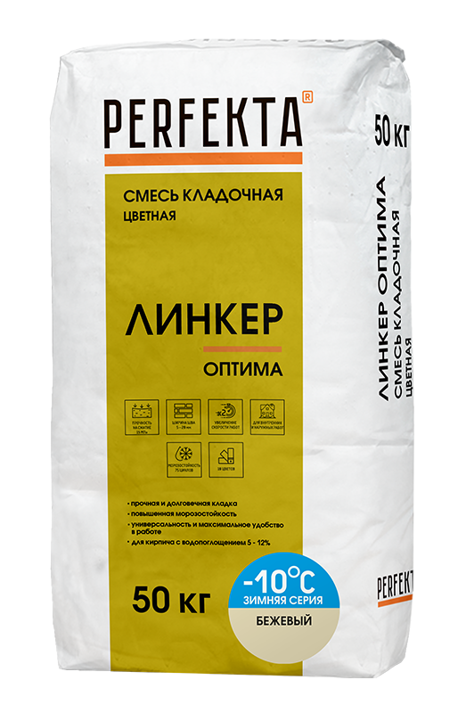Изображение линкер оптима цветной кладочный раствор perfekta бежевый зима 50 кг 