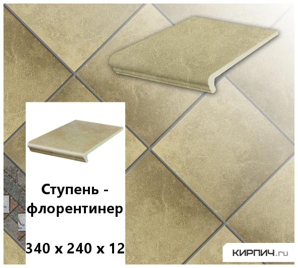 Изображение клинкерная ступень-флорентинер stroeher keraplatte roccia 835 sandos, 340х240х12 