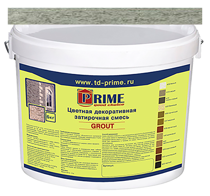 Изображение 6106 grout цветная затирка зима prime, серая, 6 кг 