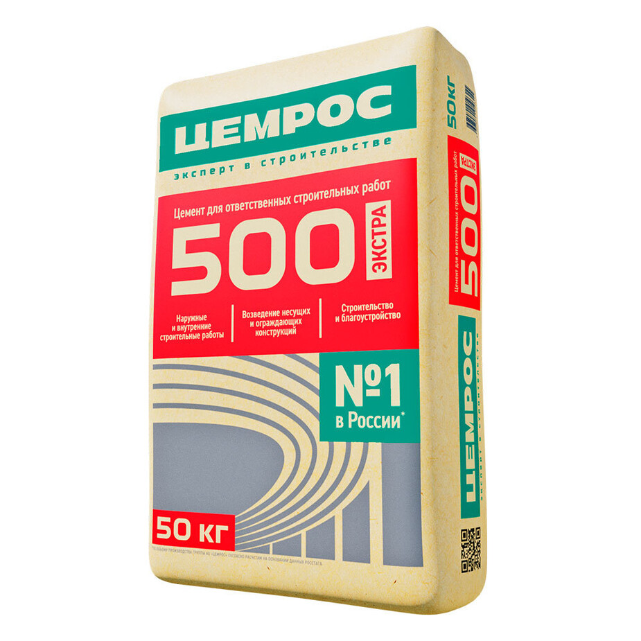 Портландцемент ЦЕМРОС  ЦЕМ I 42,5Н М500  ГОСТ 31108-2020 ТУ Тара/50кг – 1