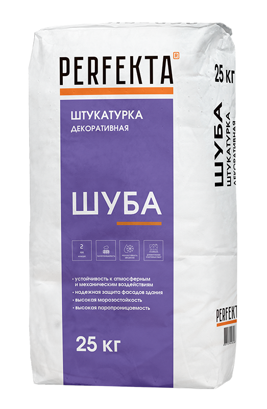 Штукатурка декоративная Perfekta ШУБА белый (2мм) 25 кг  – 1