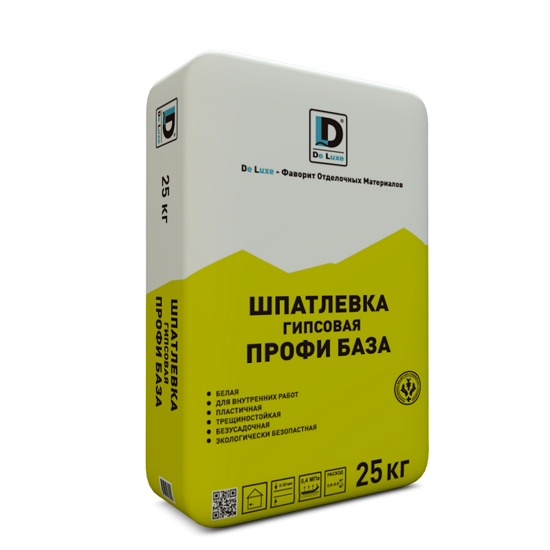 Изображение шпаклевка гипсовая "профи база" de luxe белая 25 кг