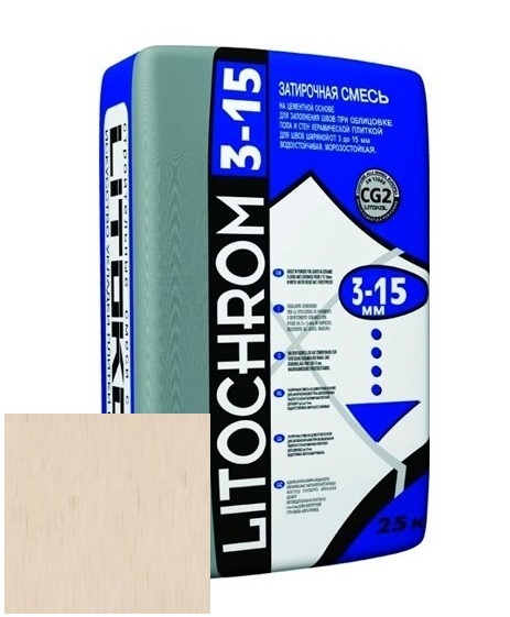 Изображение затирка цементная litokol litochrom 3-15 c.60 бежевая/багамы 25 кг
