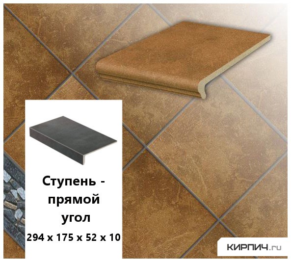 Изображение клинкерная ступень прямоугольная  stroeher keraplatte roccia 839 ferro, 294x175x52x10 