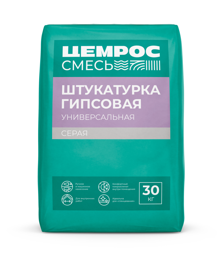 Штукатурка гипсовая универсальная серая ЦЕМРОС 30 кг – 1