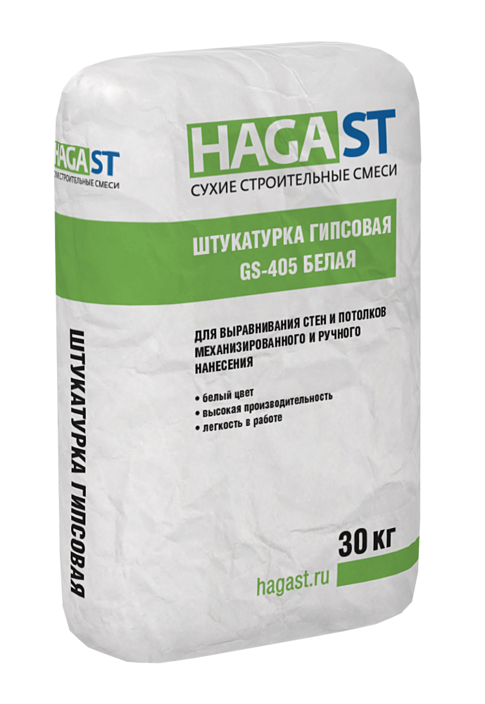Изображение штукатурка гипсовая базовая hagast gs-405 (30 кг)