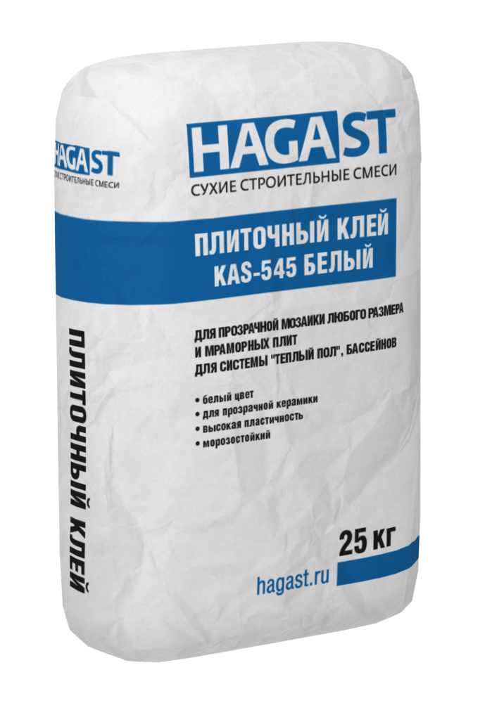 Изображение плиточный клей для прозрачной мозаики и мрамора hagast kas-545 (25 кг) белый зимний
