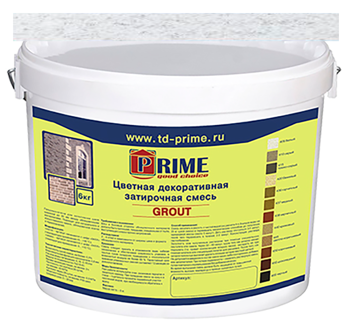 Изображение 6056 grout цветная затирка зима prime, белая, 6 кг 