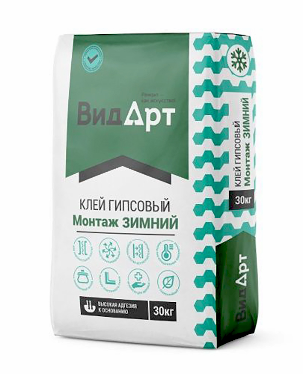 Изображение клей гипсовый монтаж зимний «видарт» 30 кг