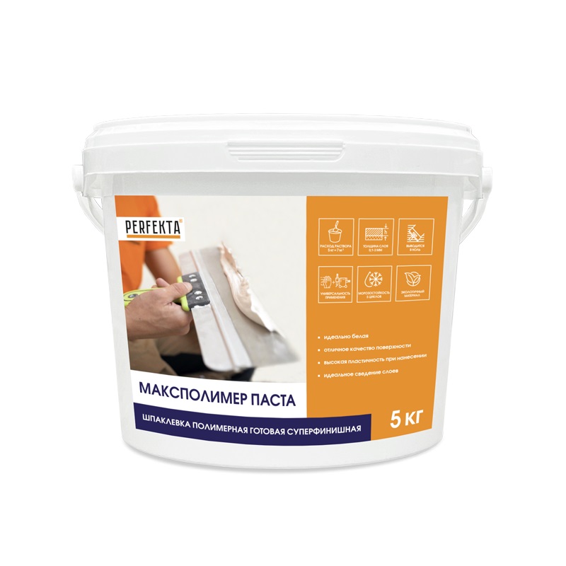 Шпаклевка полимерная готовая суперфинишная Максполимер Паста, 5 кг – 1