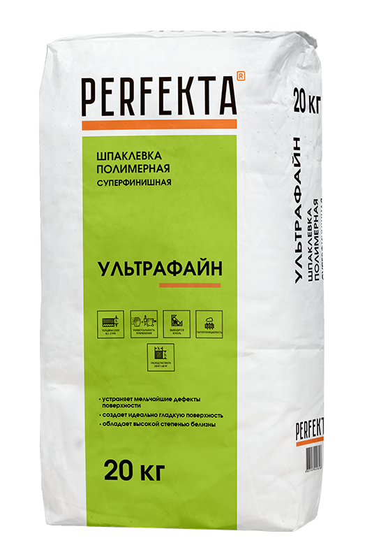 Шпаклевка полимерная суперфинишная Perfekta УЛЬТРАФАЙН белый 20 кг  – 1