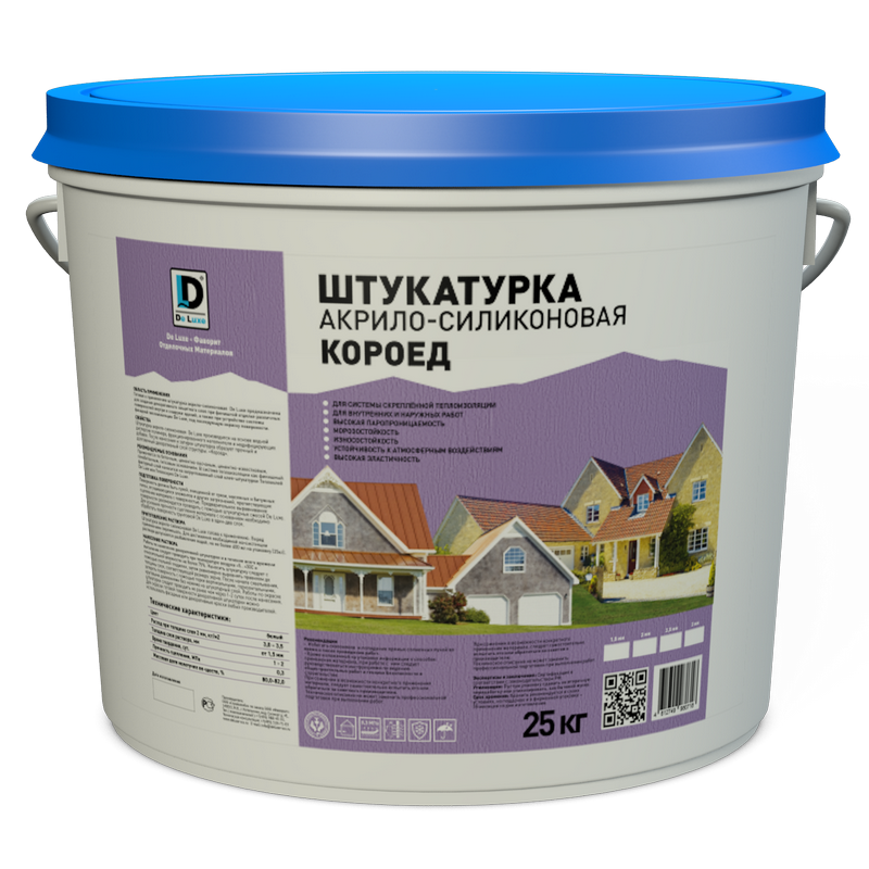 Изображение штукатурка декоративная акрило-силиконовая "короед" de luxe, 25 кг