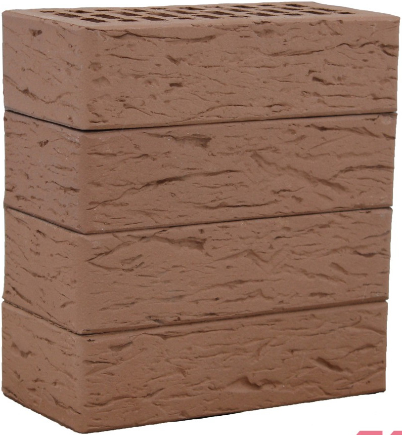Кирпич облицовочный светло-коричневый одинарный рустик – 1