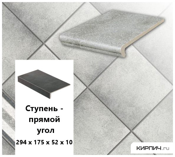 Изображение клинкерная ступень прямоугольная  stroeher keraplatte roccia 837 marmos, 294x175x52x10 