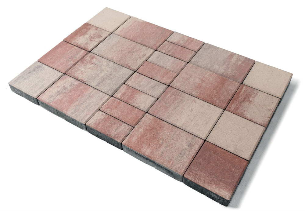 Изображение тротуарная плитка мозаика 200/200/300х100/200/200х60 color mix "фламинго"