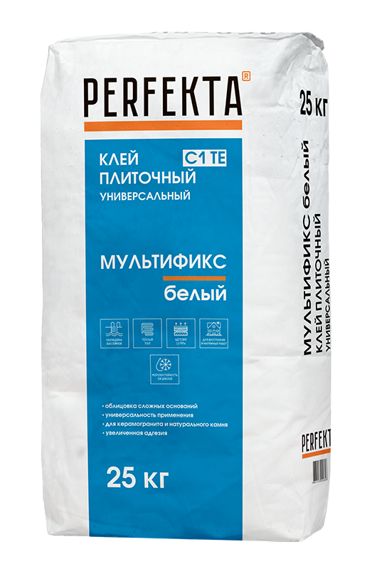 Изображение клей для стекла, мозаики и камня мультификс белый perfekta 25 кг 