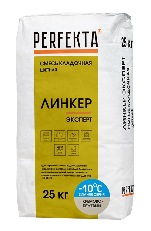 Изображение линкер эксперт цветной кладочный раствор perfekta зима кремово-бежевый 25 кг 