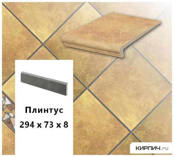 Изображение клинкерный цоколь  stroeher keraplatte roccia 834 giallo, 294х73х8 