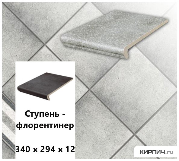 Изображение клинкерная ступень-флорентинер stroeher keraplatte roccia 837 marmos, 340х294х12 
