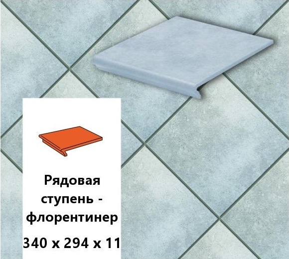 Изображение клинкерная ступень-флорентинер euramic cavar e 544 chiaro, 340х294х11 