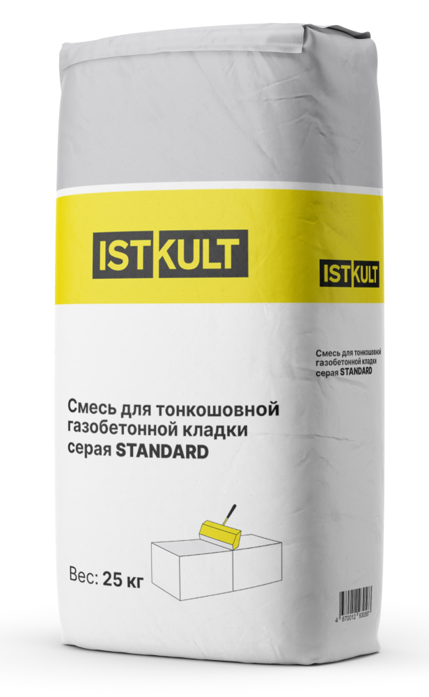 Изображение клей для блоков istkult серый standard, 25 кг