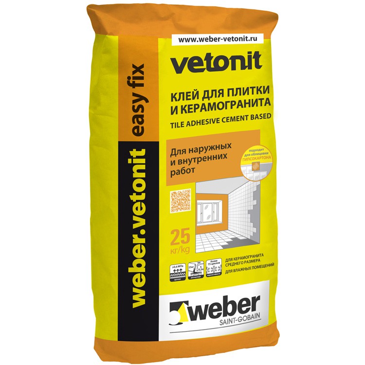 Изображение плиточный клей weber vetonit easy fix 25 кг