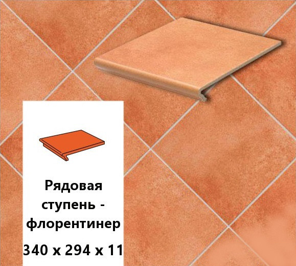 Изображение клинкерная ступень-флорентинер euramic cadra e 523 cotto, 340х294х11 