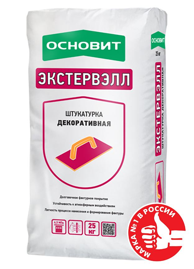 Изображение штукатурка декоративная основит экстервэлл om-1.5 wk короед. группа оттенков №1, 25 кг 