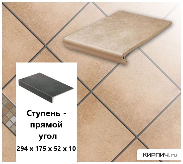 Изображение клинкерная ступень прямоугольная  stroeher keraplatte aera 750 rubeo, 294x175x52x10 