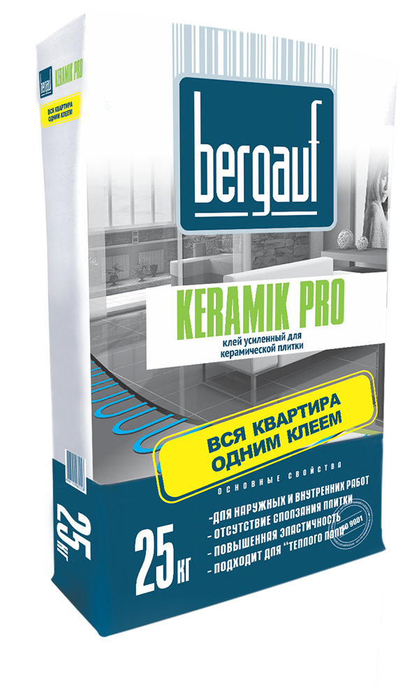 Изображение плиточный клей цементный bergauf keramik pro 25 кг